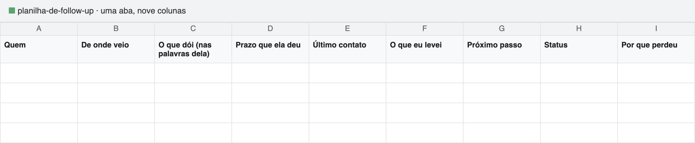 Planilha de follow-up, passo 1: Baixe e abra