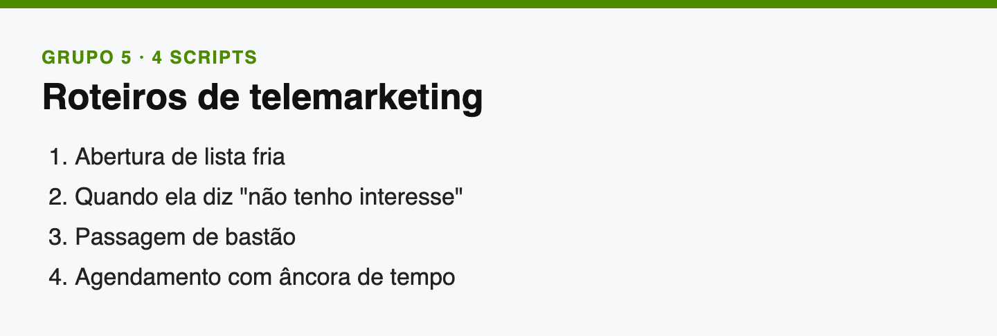 Roteiros de telemarketing: os quatro scripts do grupo