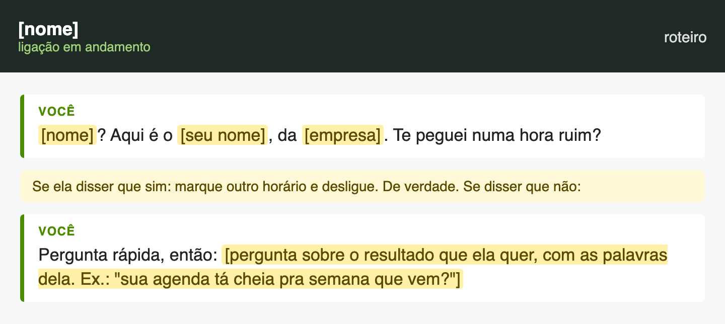 Script: Os primeiros quinze segundos
