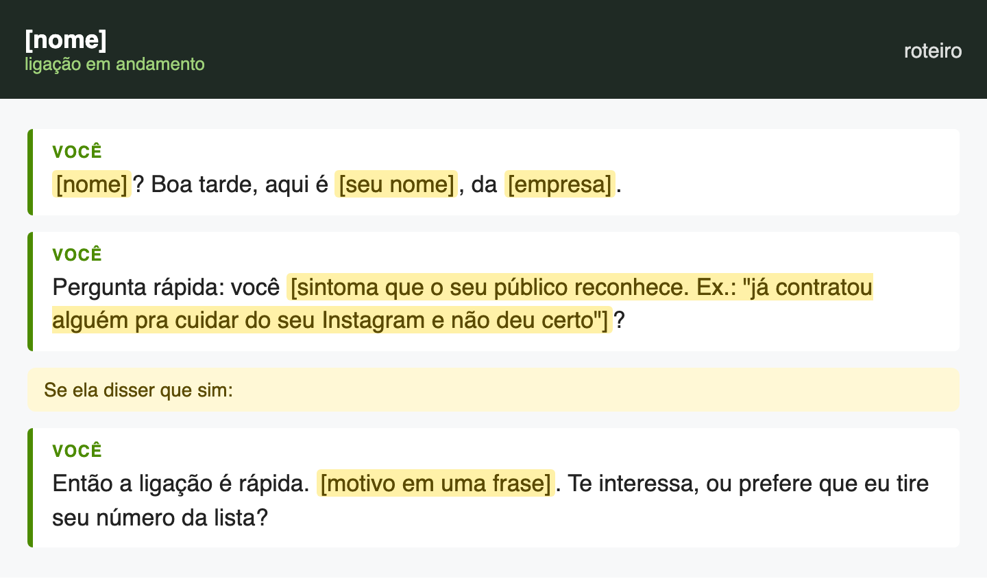 Script: Abertura de lista fria