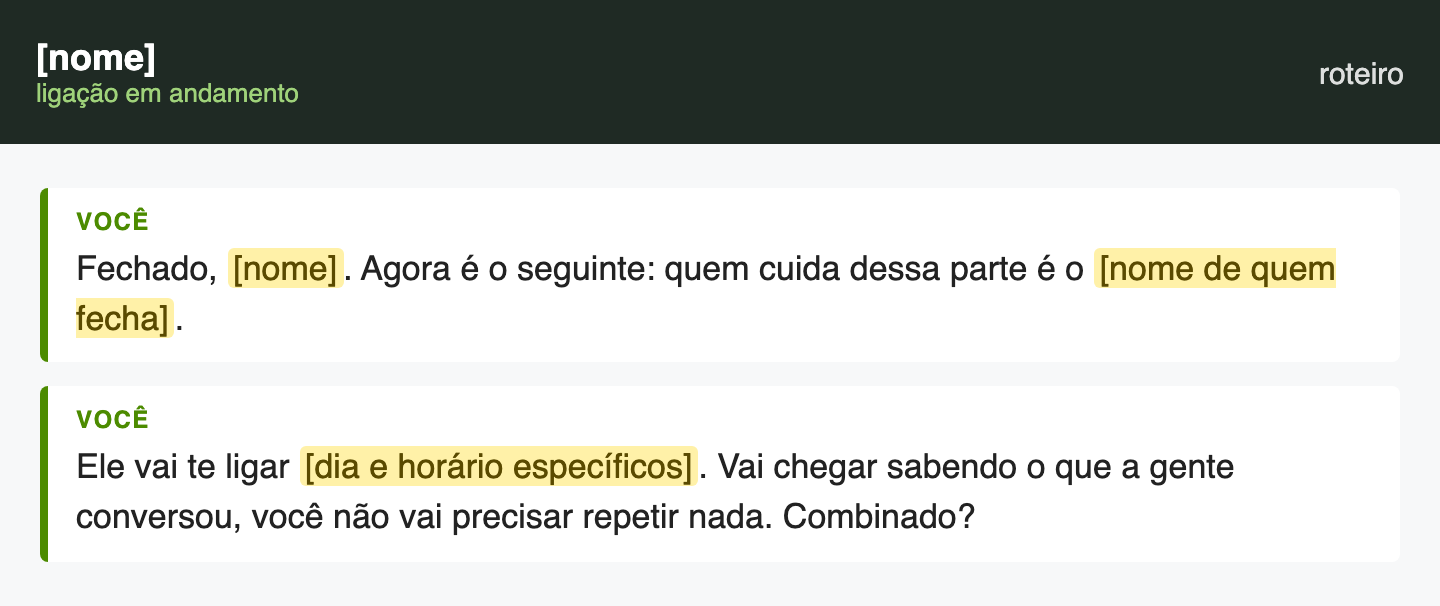 Script: Passagem de bastão