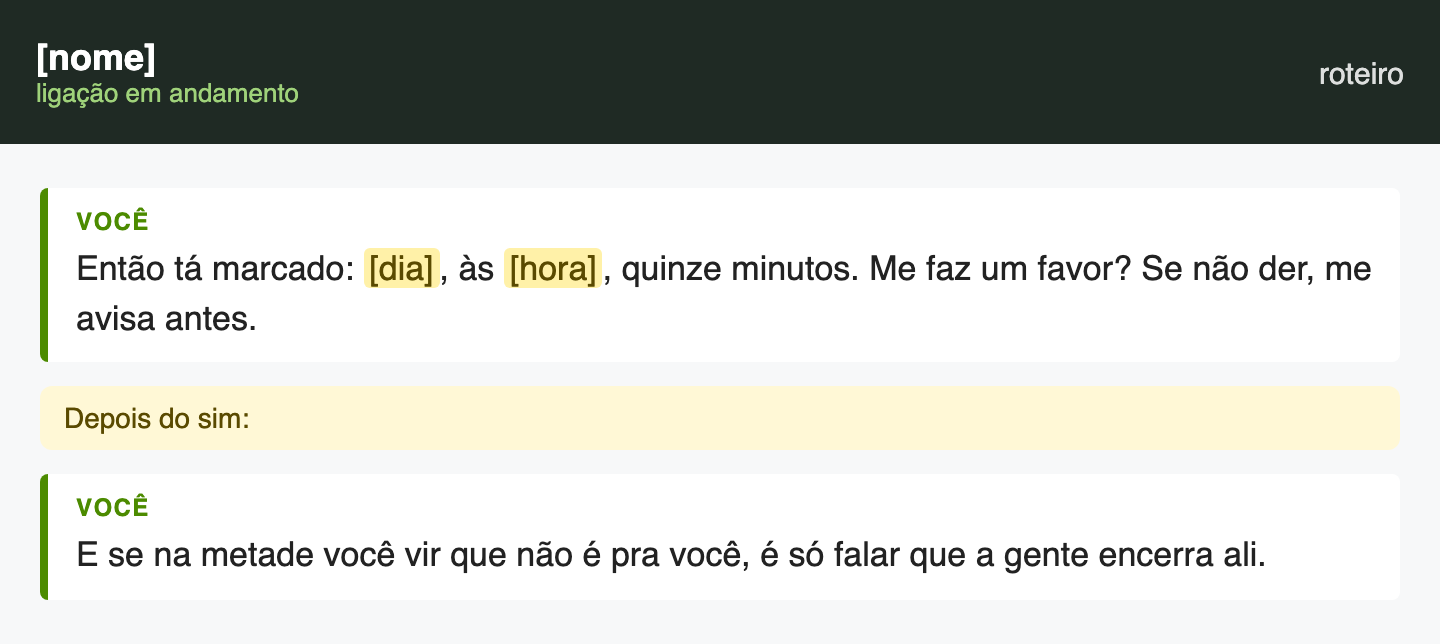 Script: Agendamento com âncora de tempo