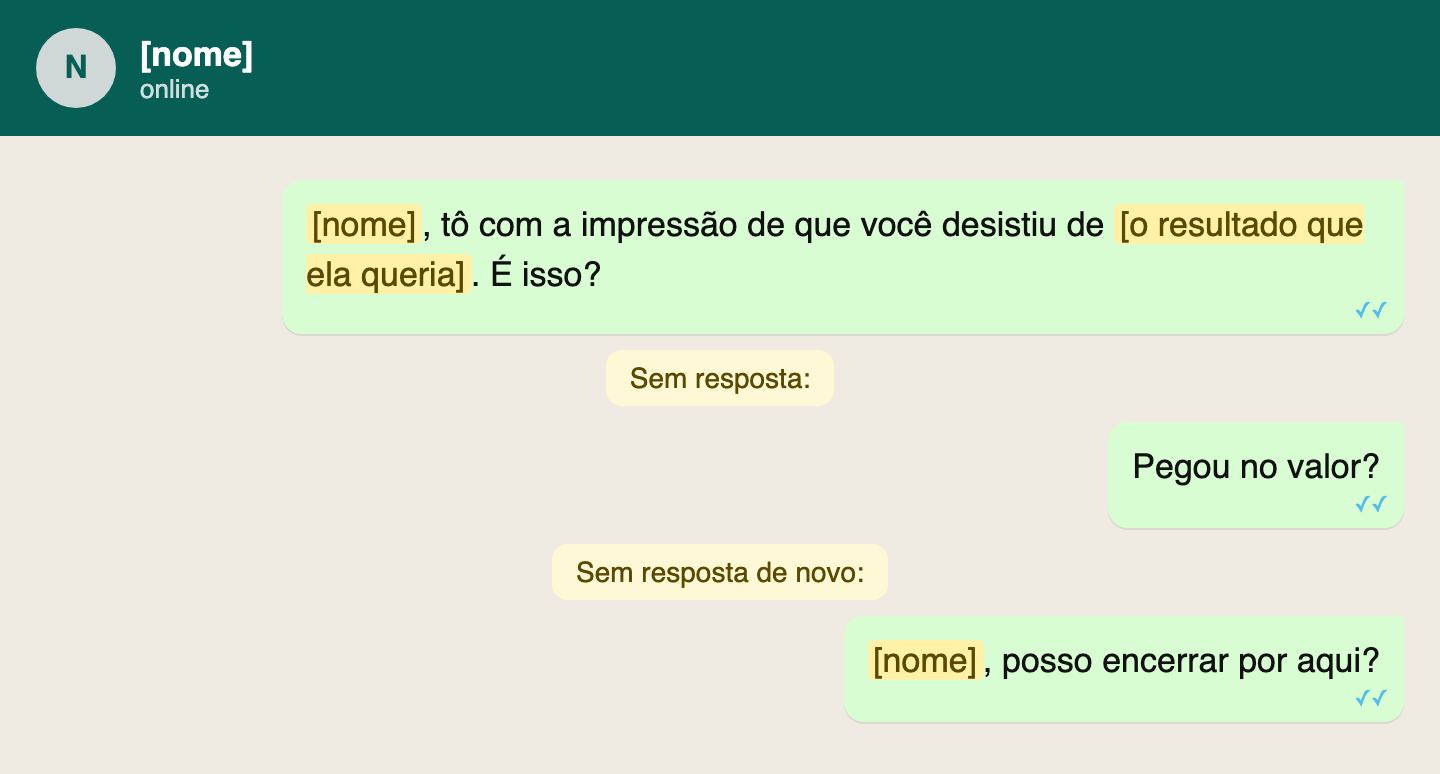 Script: Quando sumiu depois do orçamento