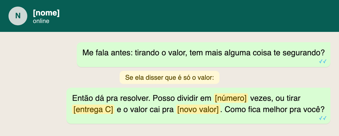 Script: Quando ela pede desconto
